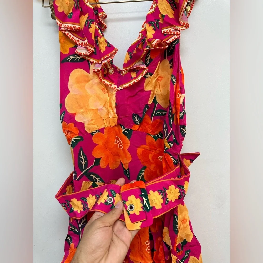 NWT FARM Rio Pink Flowers Tapestry Mini Dress - Picture 3 of 9